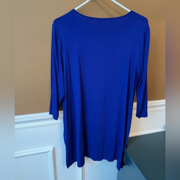 Vince Camuto Blue Zipper 3/4 Sleeve Blouse Size L Career Business Casual - Picture 3 of 4